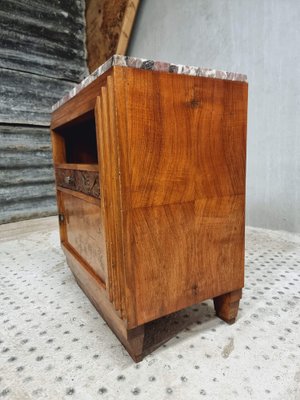 Antique Bedside Table in Walnut with Marble, 1920s-IFQ-1811841