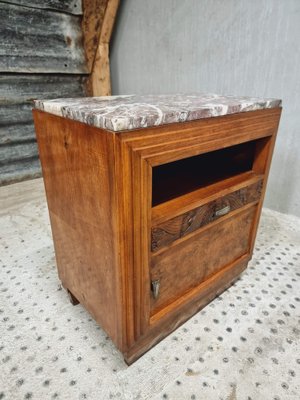 Antique Bedside Table in Walnut with Marble, 1920s-IFQ-1811841