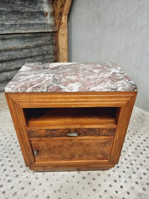 Antique Bedside Table in Walnut with Marble, 1920s-IFQ-1811841