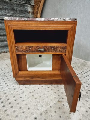 Antique Bedside Table in Walnut with Marble, 1920s-IFQ-1811841