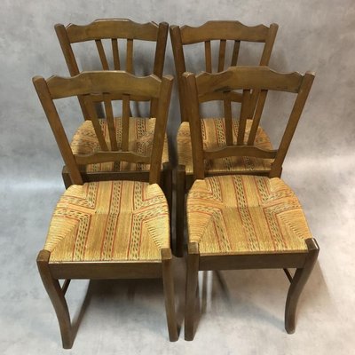 Antique Beech Side Chairs, 1900s, Set of 4-SDV-715197