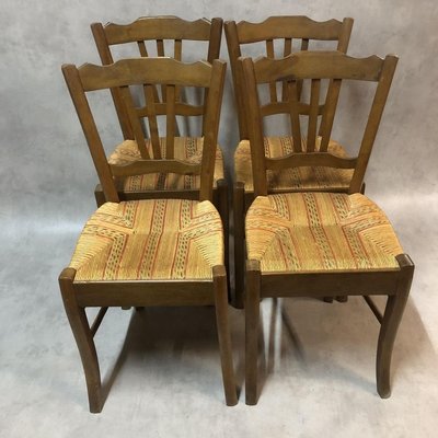 Antique Beech Side Chairs, 1900s, Set of 4-SDV-715197