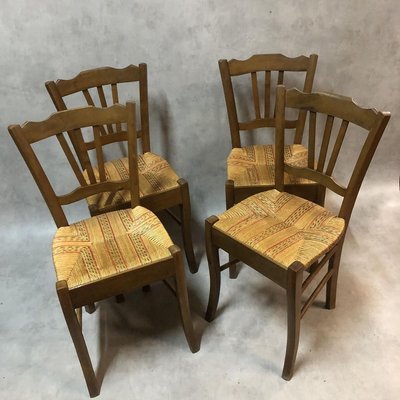 Antique Beech Side Chairs, 1900s, Set of 4-SDV-715197