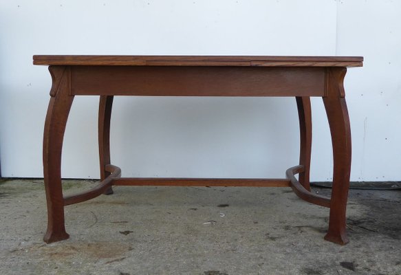 Antique Belgian Art Deco Oak Dining Table by Gustave Serrurier-Bovy-AWL-856342