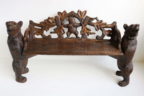 Antique Black Forest Hall Bench, 1890s-WIP-1735230