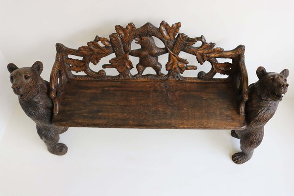 Antique Black Forest Hall Bench, 1890s-WIP-1735230