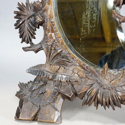 Antique Black Forest Mirror with Bear Carvings, 1900s-KJP-1350953