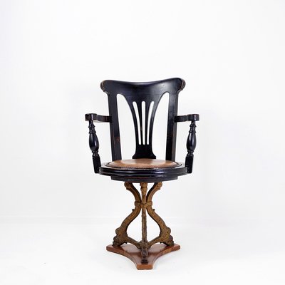 Antique Black Stained Oak Chair-NYF-2019063