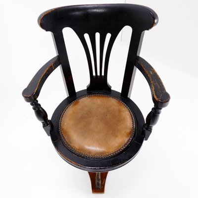 Antique Black Stained Oak Chair-NYF-2019063