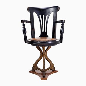 Antique Black Stained Oak Chair-NYF-2019063