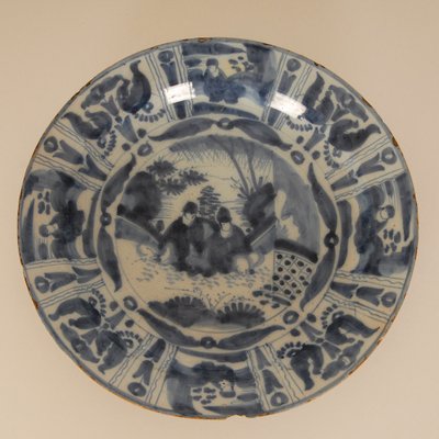 Antique Blue and White Plate in Earthenware, 1690-GOE-1779626