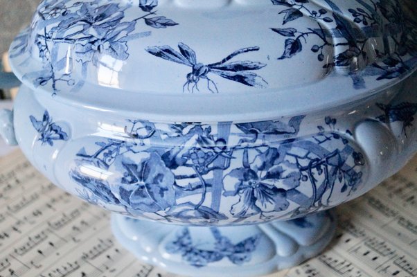 Antique Blue Tureen from Creil & Montereau Sou, 1880s-DVX-1287007