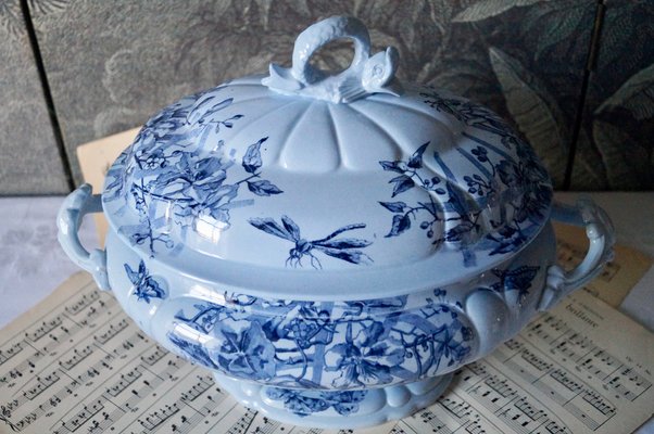 Antique Blue Tureen from Creil & Montereau Sou, 1880s-DVX-1287007