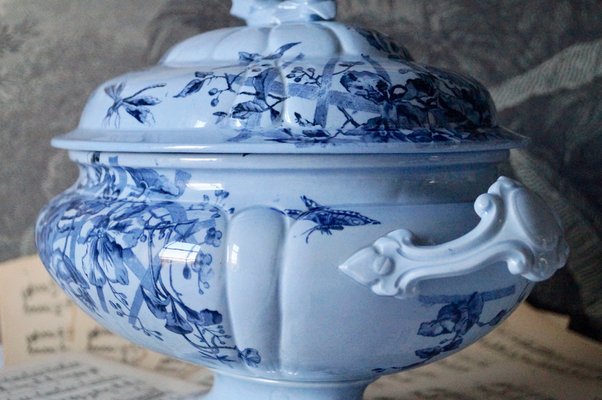 Antique Blue Tureen from Creil & Montereau Sou, 1880s-DVX-1287007