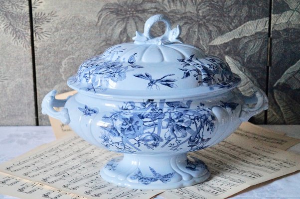 Antique Blue Tureen from Creil & Montereau Sou, 1880s-DVX-1287007