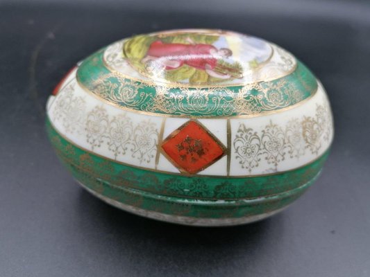 Antique Bohemia Egg Shape Porcelain Lidded Box-OZS-1388921