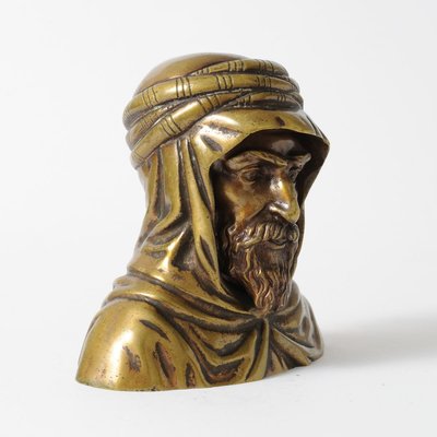 Antique Brass Bust of a Bedouin, 19th Century-IXK-1014185