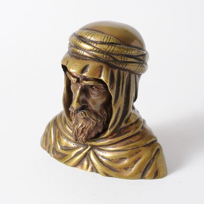 Antique Brass Bust of a Bedouin, 19th Century-IXK-1014185