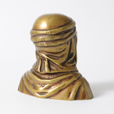 Antique Brass Bust of a Bedouin, 19th Century-IXK-1014185