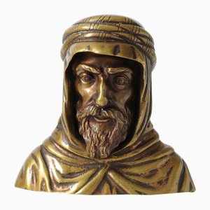 Antique Brass Bust of a Bedouin, 19th Century-IXK-1014185