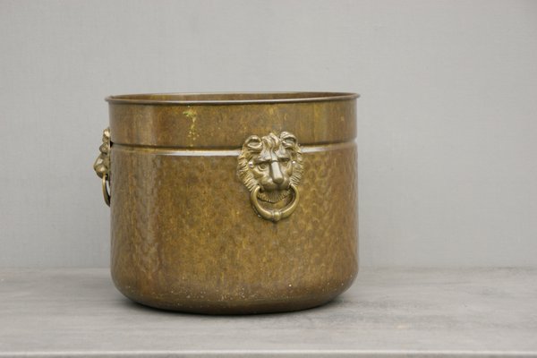 Antique Brass with Lion Heads Flowerpot-DUM-1155177