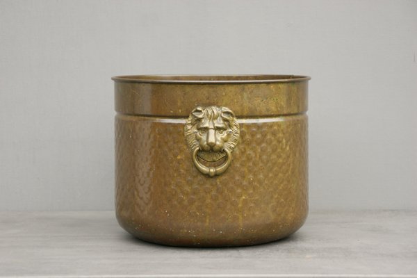 Antique Brass with Lion Heads Flowerpot-DUM-1155177