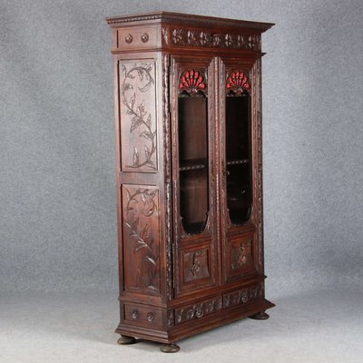 Antique Breton Wilhelminian Historism Oak Vitrine, 19th Century-DXD-1148208