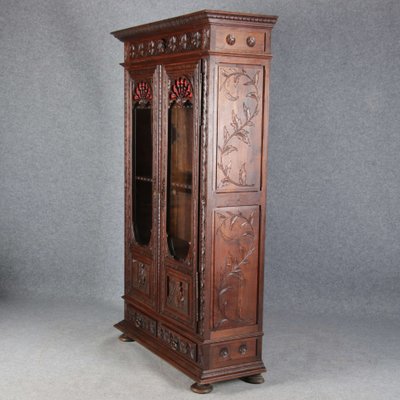 Antique Breton Wilhelminian Historism Oak Vitrine, 19th Century-DXD-1148208