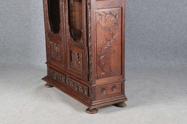 Antique Breton Wilhelminian Historism Oak Vitrine, 19th Century-DXD-1148208