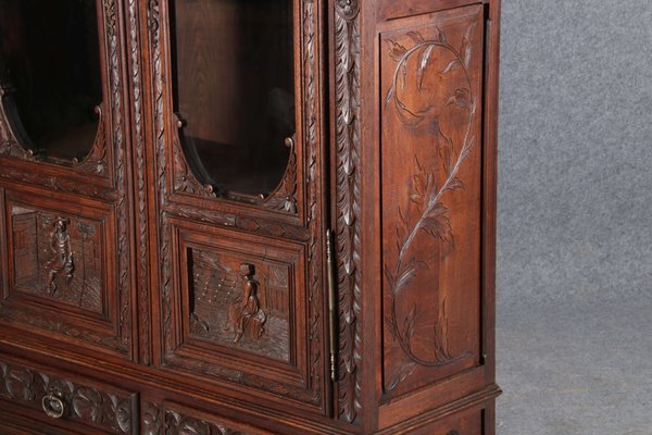 Antique Breton Wilhelminian Historism Oak Vitrine, 19th Century-DXD-1148208