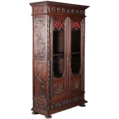 Antique Breton Wilhelminian Historism Oak Vitrine, 19th Century-DXD-1148208