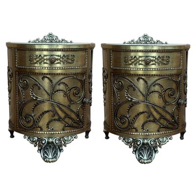 Antique Bronze and Brass Cabinets, Set of 2-PSK-1002850