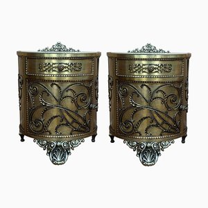 Antique Bronze and Brass Cabinets, Set of 2-PSK-1002850