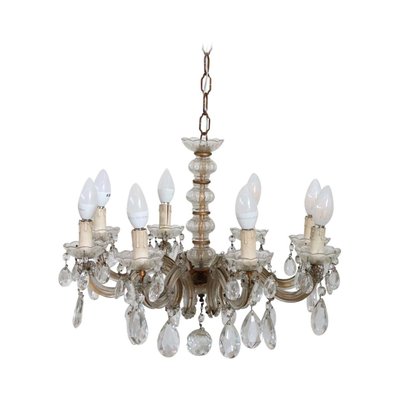 Antique Bronze and Crystal Chandelier, 1880s-DCO-906356