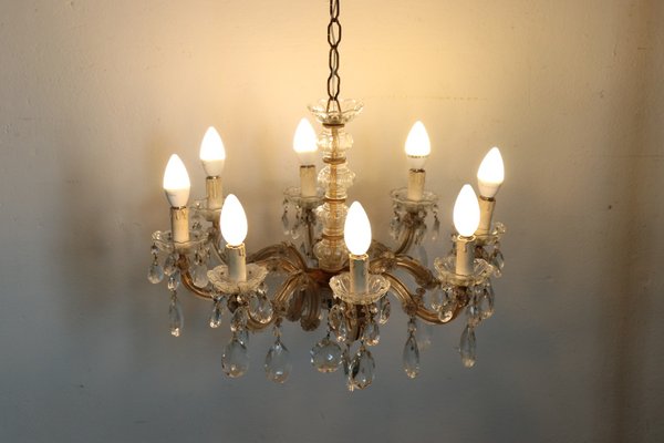 Antique Bronze and Crystal Chandelier, 1880s-DCO-906356