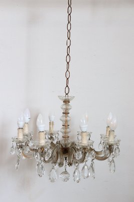 Antique Bronze and Crystal Chandelier, 1880s-DCO-906356