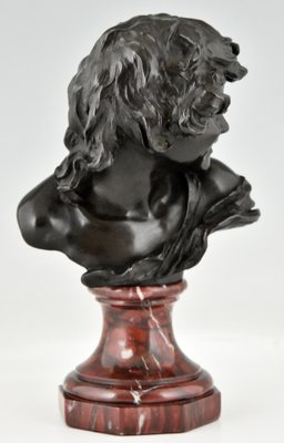 Antique Bronze Bust of a Smiling Child by Jean Antoine Injalbert, France, 1900s-KTN-1283246