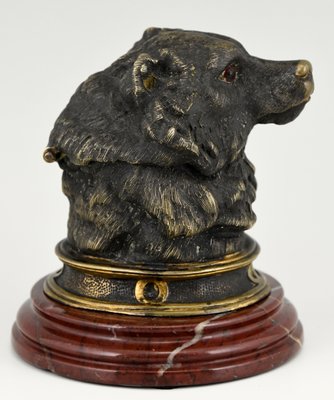 Antique Bronze Inkwell with Bears Head, 1880s-KTN-883154