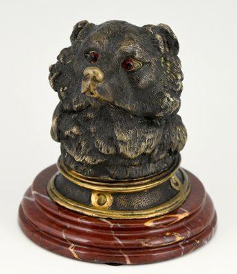 Antique Bronze Inkwell with Bears Head, 1880s-KTN-883154