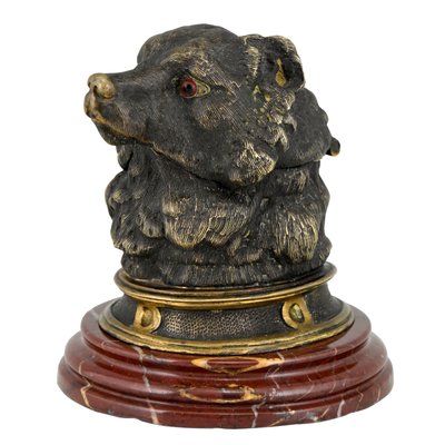 Antique Bronze Inkwell with Bears Head, 1880s-KTN-883154