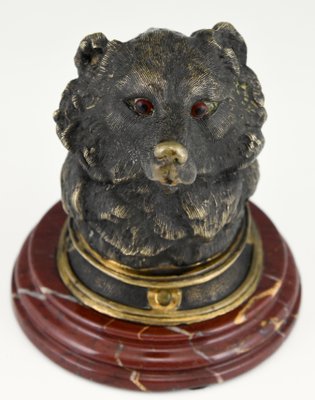 Antique Bronze Inkwell with Bears Head, 1880s-KTN-883154