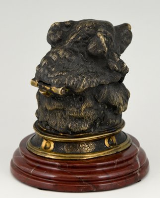 Antique Bronze Inkwell with Bears Head, 1880s-KTN-883154