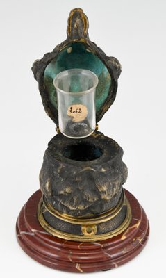 Antique Bronze Inkwell with Bears Head, 1880s-KTN-883154