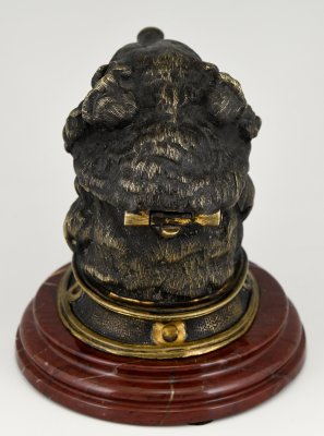 Antique Bronze Inkwell with Bears Head, 1880s-KTN-883154