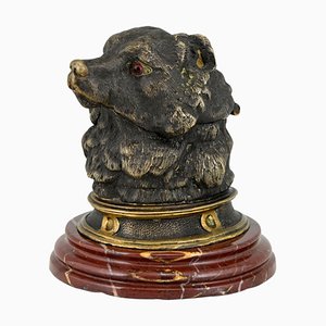 Antique Bronze Inkwell with Bears Head, 1880s-KTN-883154