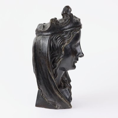 Antique Bronze Sculpture of Female Face, Europe, 20th Century-VMM-2023845