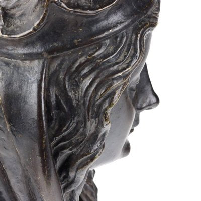 Antique Bronze Sculpture of Female Face, Europe, 20th Century-VMM-2023845