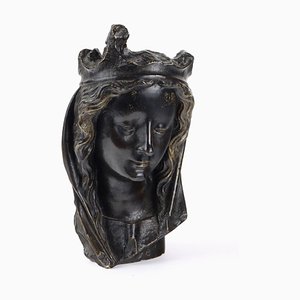 Antique Bronze Sculpture of Female Face, Europe, 20th Century-VMM-2023845