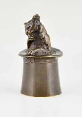 Antique Bronze Table Bell Depicting Cat in a Top Hat, 1880-KTN-1819225