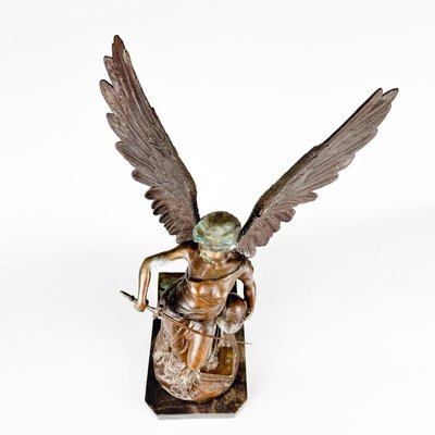 Antique Broze Sculpture of Angel with Sword, 1890s-TZ-2018638